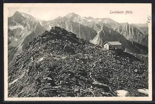 AK Landshuter Hütte, Berghütte im Bergpanorama