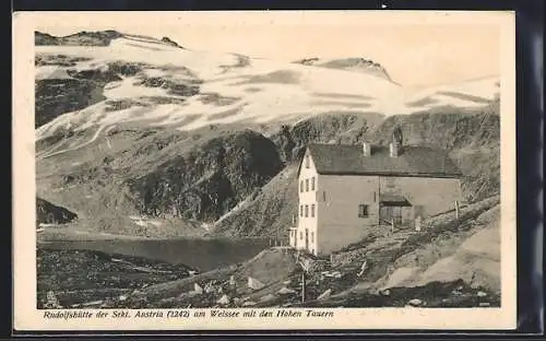 AK Rudolfshütte, Blick auf die Berghütte am Weissee