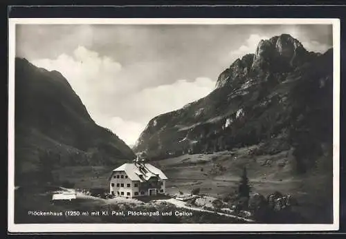 AK Plöckenhaus, Ansicht mit Kl. Paal, Plöckenpass und Cellon