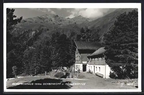 AK Gepatschhaus, Ansicht mit Ochenskopf u. Höhlenspitze