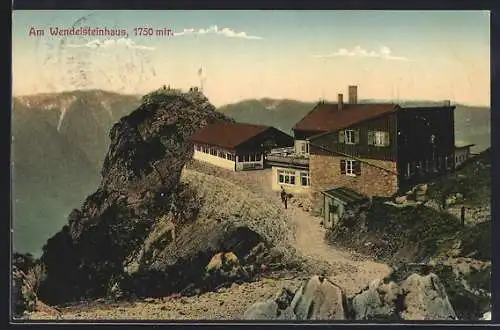 AK Wendelsteinhaus, Berghütte aus der Vogelschau