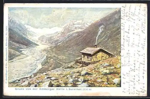 Künstler-AK Amberger Hütte, Berghütte im Sulzthal