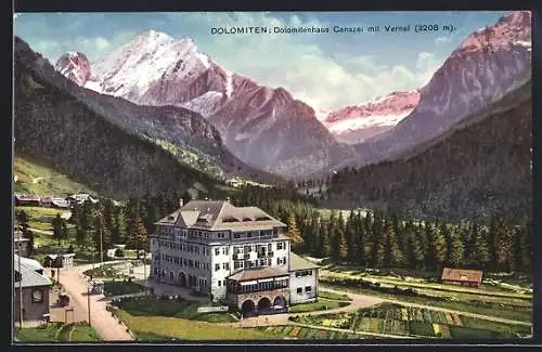 AK Canazei, Dolomitenhaus mit Vernel