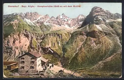 AK Oberstdorf, Kemptnerhütte mit dem Muttler