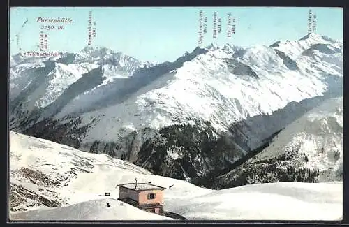 AK Parsenhütte, Panorama mit Passhöhe, Plattenhorn und Piz Linard