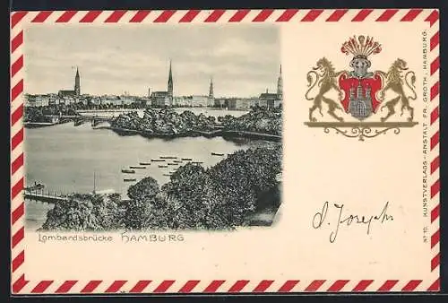 AK Hamburg-Neustadt, Lombardsbrücke mit Stadtwappen