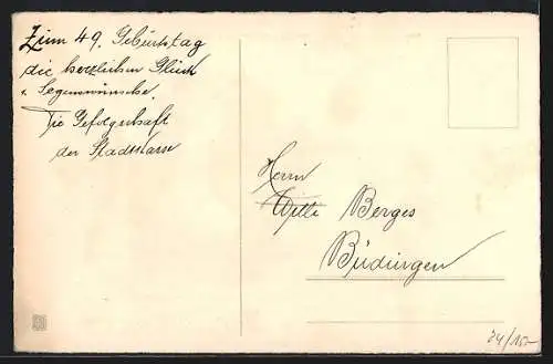 AK Dicker Mann beim Kegeln und kleiner Page, Geburtstagsgruss