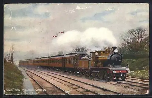 Künstler-AK englische Eisenbahn Brighton Pullman Limited der Gesellschaft L.B. & S.C. RLY.