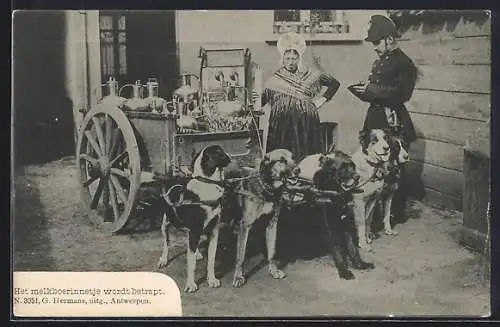 AK Laitiere Flamande, Le Proces-Verbal, flämische Milchfrau mit einem Hundegespann