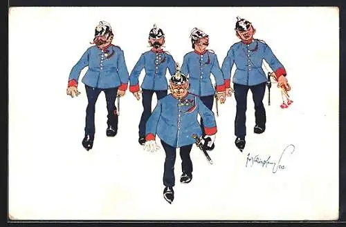 Künstler-AK Fritz Schönpflug: Soldaten in Uniform