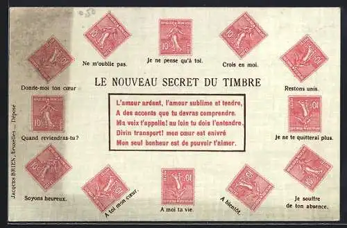 AK Le Nouveau Secret du Timbre, Briefmarkensprache