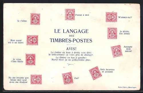 AK Briefmarkensprache, Sois heureux et content, Je veux t`être fidèle, Accepte mon amour