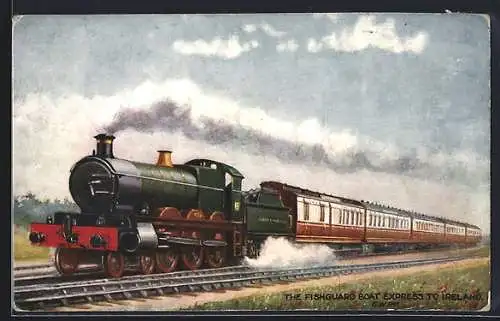 AK Englische Eisenbahn Fishguard Boat Express to Ireland auf der Strecke, Great Western Railway