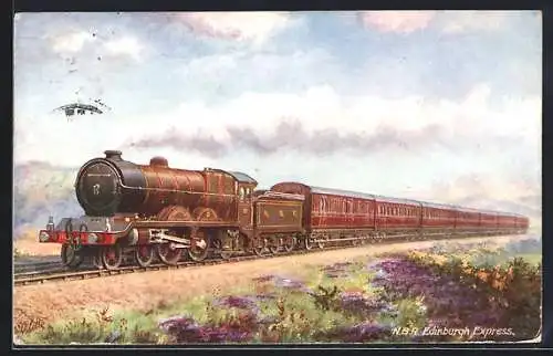 Künstler-AK Edinburgh Express, North british Rly., englische Eisenbahn