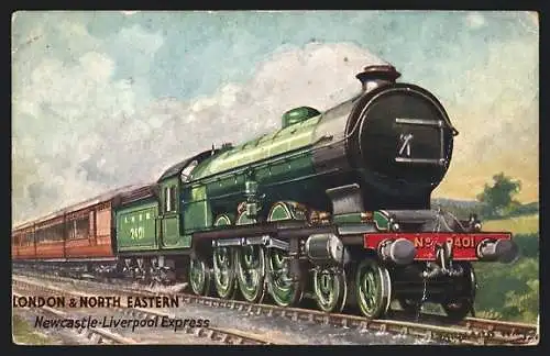 Künstler-AK London & North Eastern, Newcastle-Liverpool-Express, englische Eisenbahn