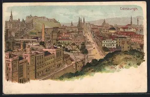 Lithographie Edinbourgh, Panorama