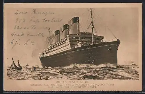 AK Passagierschiff R.M.S. Majestic, White Star Line