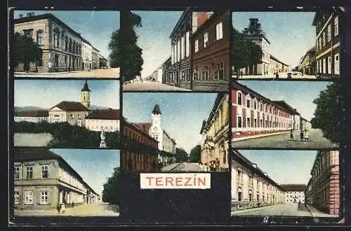 AK Terezín, Kirche, Strassenpartien