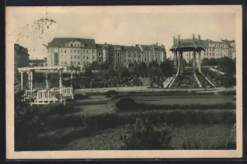 AK Aussig / Usti, Partie aus dem Stadtpark