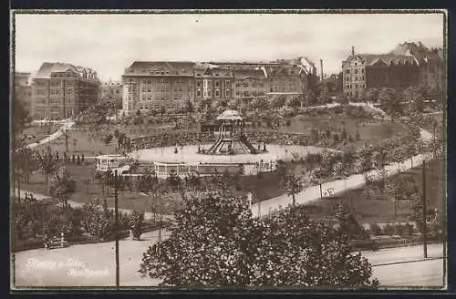 AK Aussig / Usti, Stadtpark im Sonnenschein