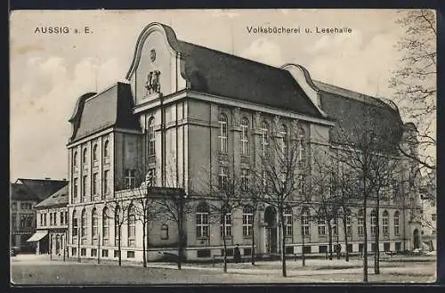 AK Aussig / Usti, Volksbücherei und Lesehalle