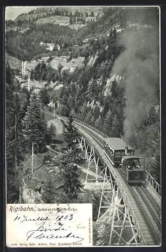 AK Die Rigibahn auf der Schnurrtobelbrücke