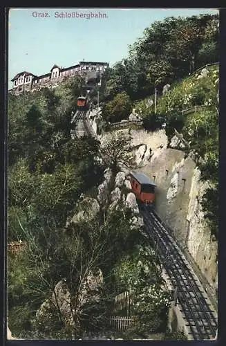 AK Graz, Bergauf fahrende Schlossbergbahn