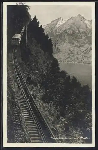 AK Bürgenstockbahn mit Pilatus