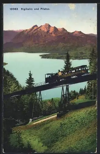 AK Rigibahn, Bergbahn mit Blick zum Pilatus