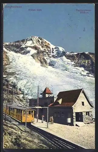 AK Jungfraubahn mit Mönch und Eigergletscher