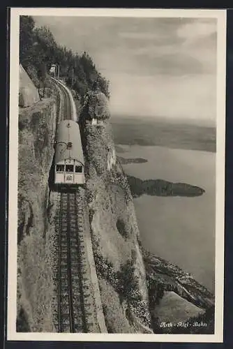 AK Panorama mit der Arth-Rigi-Bahn