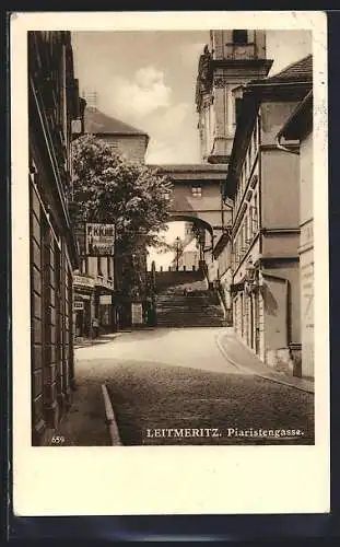 AK Leitmeritz, Uniform-Schneiderei F. Kral in der Piaristengasse