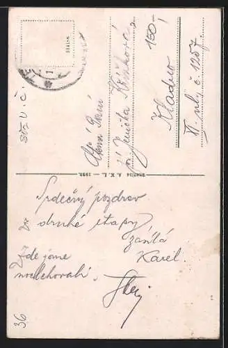 AK Theresienstadt / Terezin, Strassenpartie im Stadtkern, Kirche