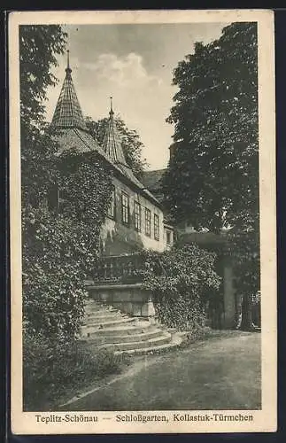 AK Teplitz-Schönau, Schlossgarten, Kollastuk-Türmchen