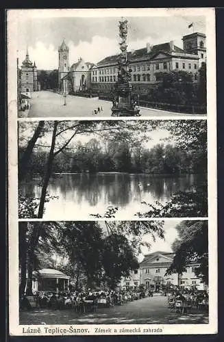 AK Teplitz Schönau / Teplice, Schloss mit Schlossgarten