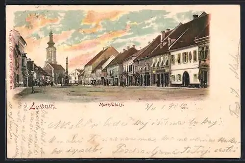 AK Leibnitz, Marktplatz mit Blick zur Kirche