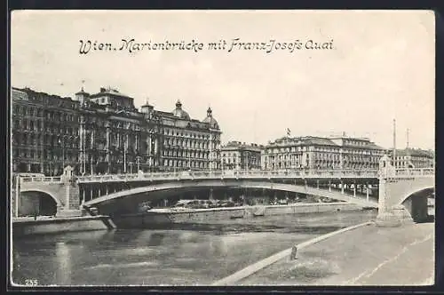 AK Wien, Marienbrücke mit Franz-Josefs Quai