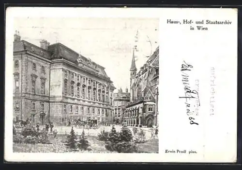 Künstler-AK Wien, Haus-, Hof- und Staatsarchiv