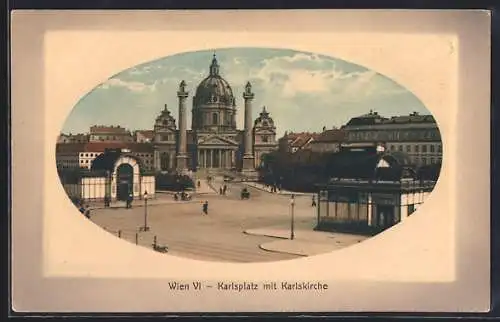 AK Wien, Karlsplatz mit Karlskirche