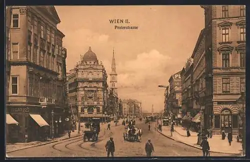 AK Wien, Reger Verkehr auf der Praterstrasse