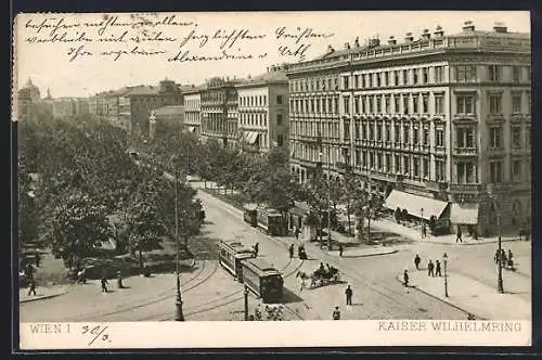 AK Wien, Kaiser-Wilhelm-Ring mit Strassenbahnen