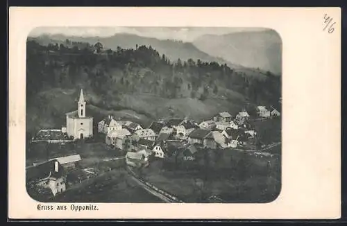 AK Opponitz, Gesamtansicht mit Bergpanorama aus der Vogelschau