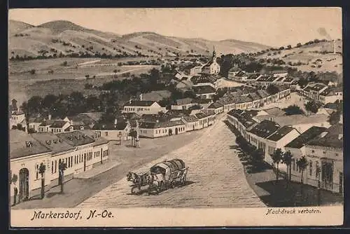 AK Markersdorf /N.-Oe., Ortsansicht mit Hauptstrasse und Umgebung aus der Vogelschau