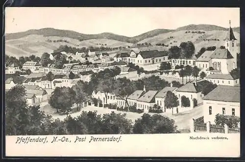 AK Pernersdorf /N.-Oe., Pfaffendorf mit Kirche aus der Vogelschau