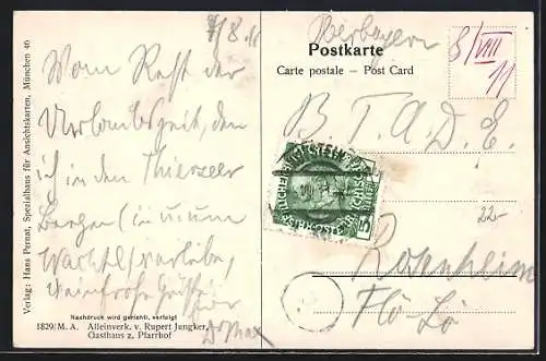 AK Thiersee, Ortspartie mit Turm, Thiersee mit Pendling