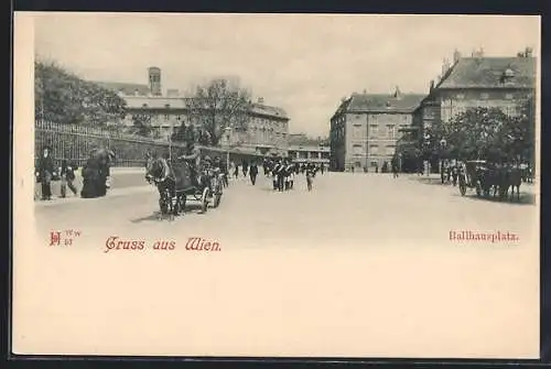 AK Wien, Ballhausplatz mit Strasse und Kutschen