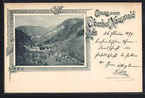 AK Nasswald, Panorama mit Gasthaus Oberhof