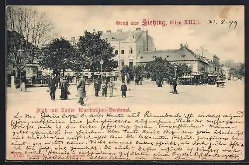 AK Wien, Hietzing, Platz mit Kaiser Maximililan-Denkmal