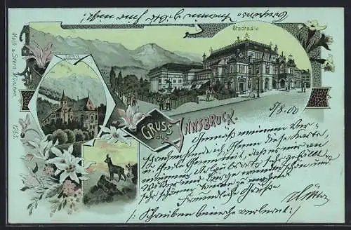 Mondschein-Lithographie Innsbruck, Schloss Weiherburg, Stadtsäle