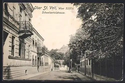 AK Wien-Ober St. Veit, Blick in die Schweizertalstrasse